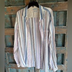 Tommy Bahama striped linen button down shirt
